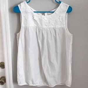 LOFT white sleeveless floral blouse